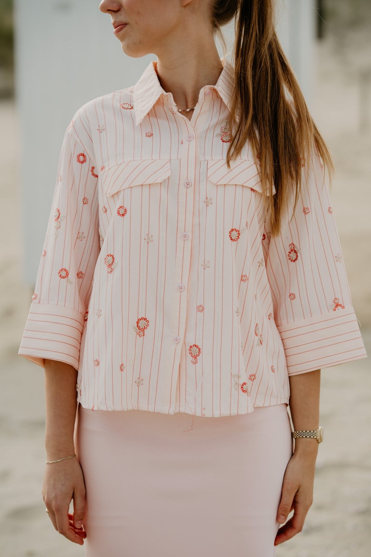 Wiepke blouse met opdruk rood - Bij Keesje - Bij Keesje - jurk