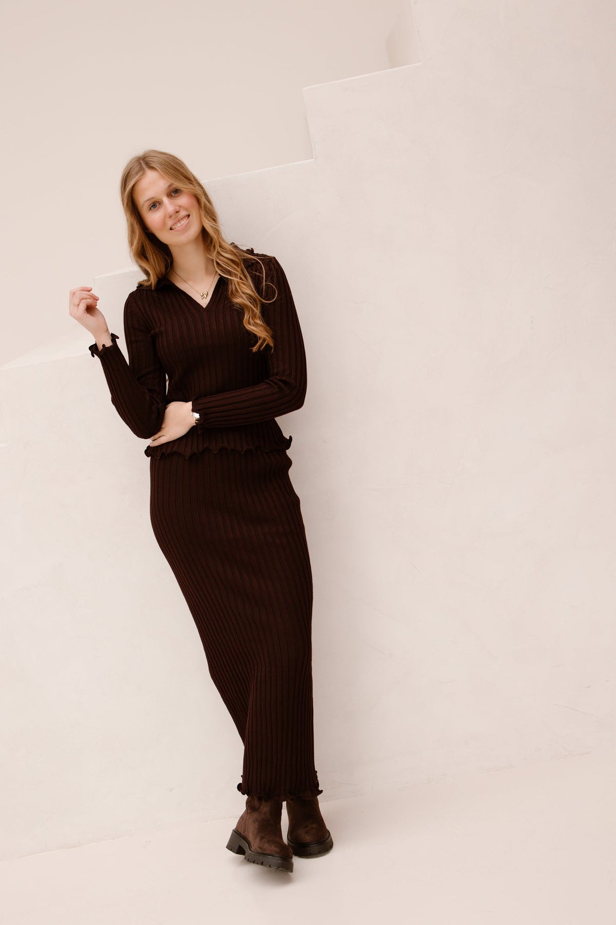 Wila brown set two piece - Bij Keesje - Bij Keesje