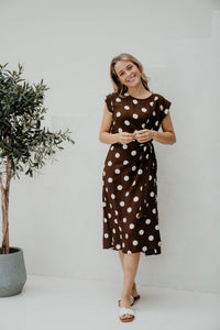 Wilina Dots Dress Long Brown/Beige - Bij Keesje - Bij Keesje - Jurk
