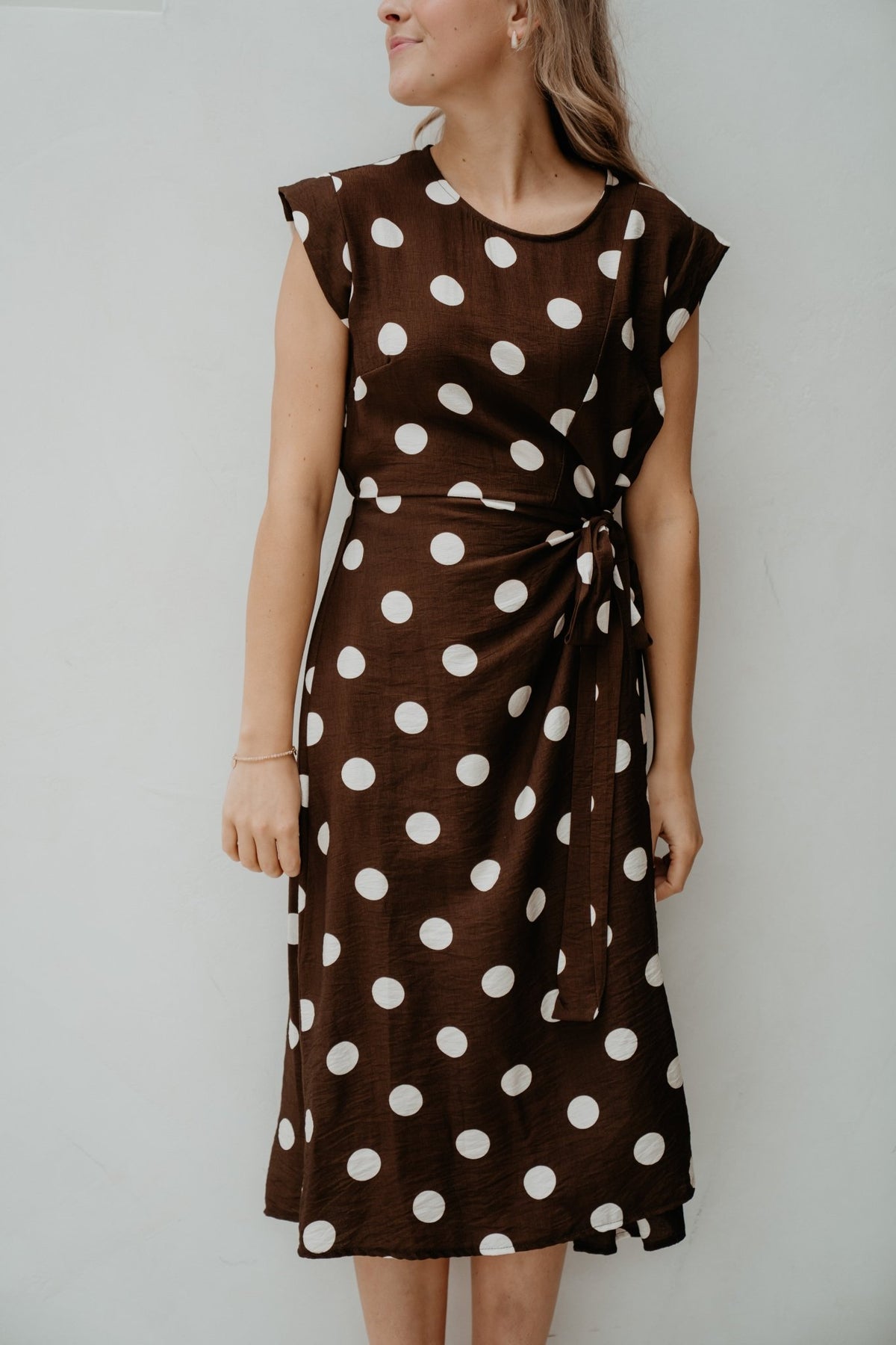Wilina Dots Dress Long Brown/Beige - Bij Keesje - Bij Keesje - Jurk