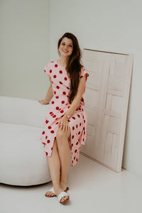Wilina Dots Dress Long Pink/Red - Bij Keesje - Bij Keesje - Jurk