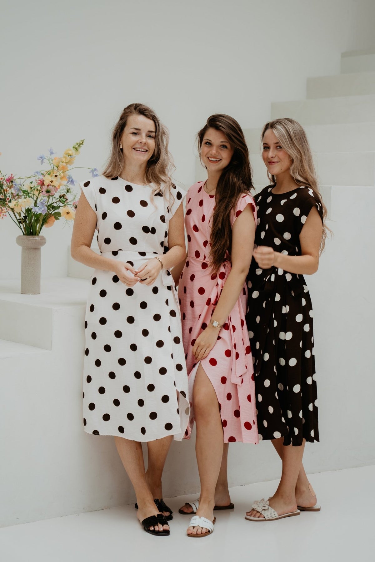 Wilina Dots Dress Long White/Brown - Bij Keesje - Bij Keesje - Jurk