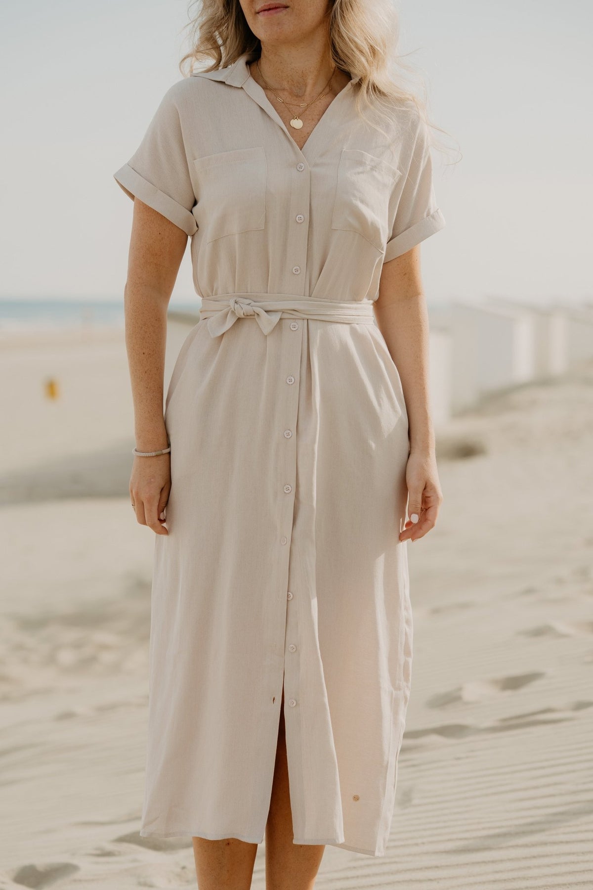 Willemijn jurk beige - Bij Keesje - Bij Keesje - jurk