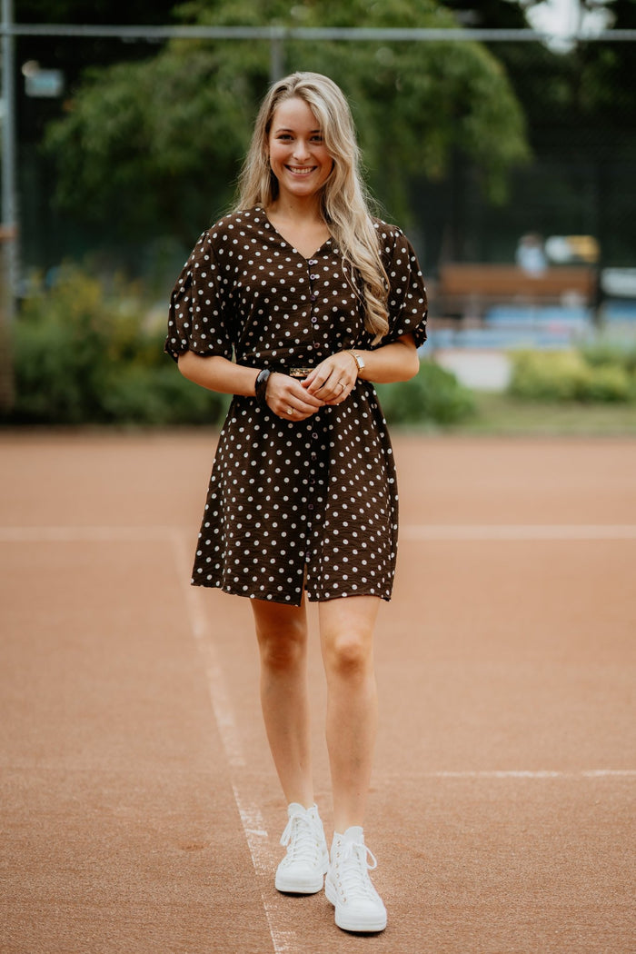 Xanthe dress dots brown - Bij Keesje - Bij Keesje - jurk