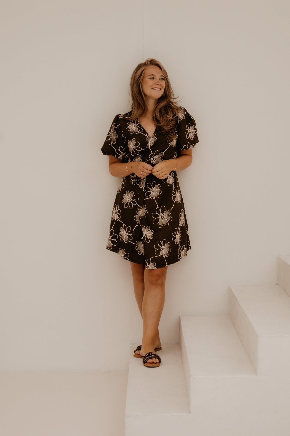 Xara Dress Flower Brown - Bij Keesje - Bij Keesje - Jurk