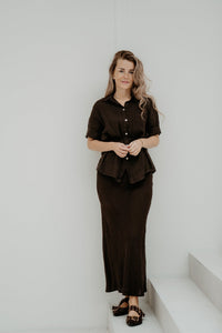 Yalena blouse linnen brown - Bij Keesje - Bij Keesje - Blouse