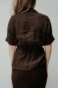 Yalena blouse linnen brown - Bij Keesje - Bij Keesje - Blouse
