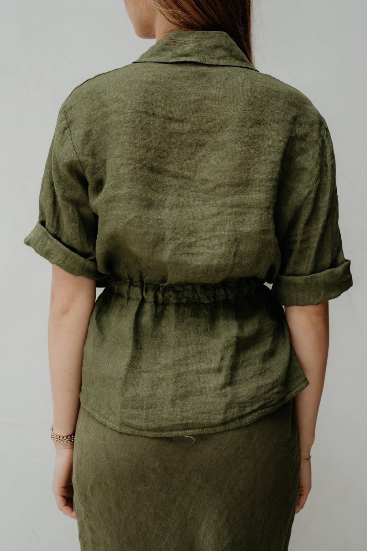 Yalena blouse linnen green - Bij Keesje - Bij Keesje - Blouse
