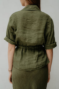 Yalena blouse linnen green - Bij Keesje - Bij Keesje - Blouse