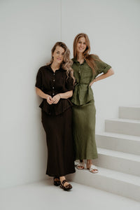Yalena skirt linnen brown - Bij Keesje - Bij Keesje - Rok