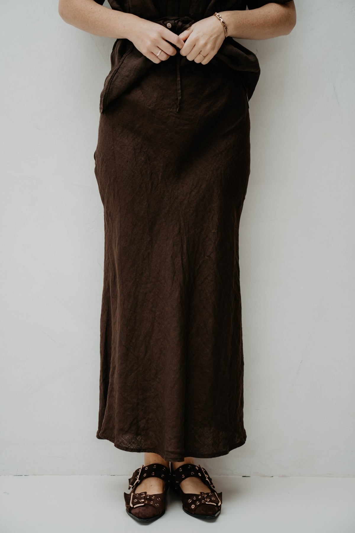 Yalena skirt linnen brown - Bij Keesje - Bij Keesje - Rok