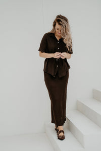 Yalena skirt linnen brown - Bij Keesje - Bij Keesje - Rok