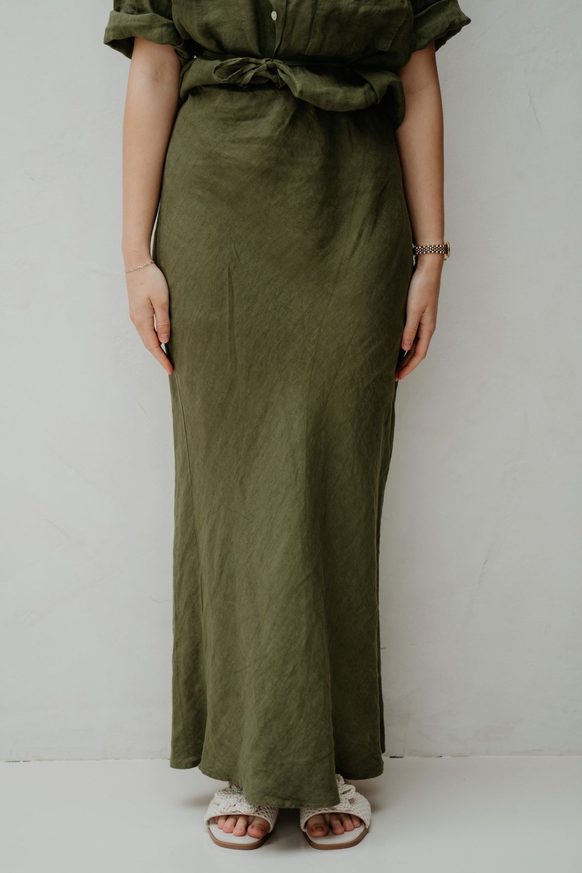 Yalena skirt linnen green - Bij Keesje - Bij Keesje - Rok