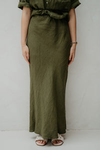 Yalena skirt linnen green - Bij Keesje - Bij Keesje - Rok