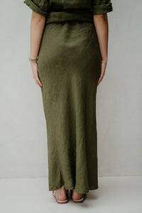 Yalena skirt linnen green - Bij Keesje - Bij Keesje - Rok