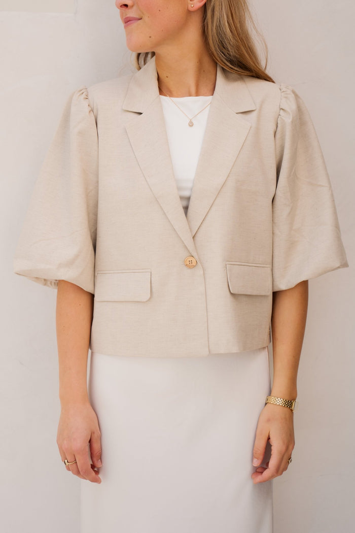 Yara Blazer Sand Linen - Bij Keesje - Elvira - blazer