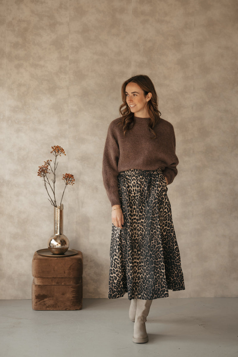 Yara leo long skirt leopard - Bij Keesje