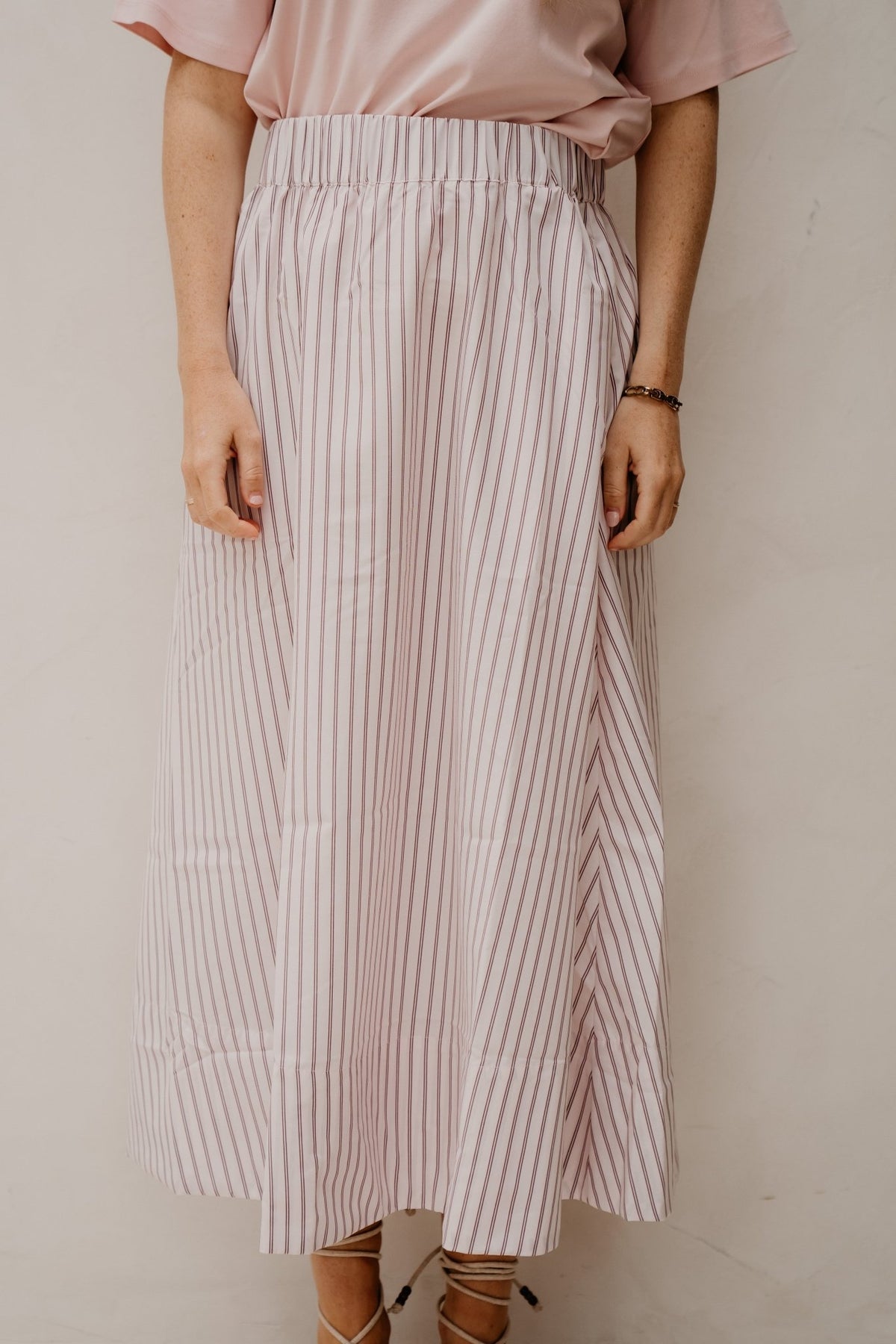 Yara Long Double Stripe Skirt Rose - Bij Keesje - Neo Noir - Rok