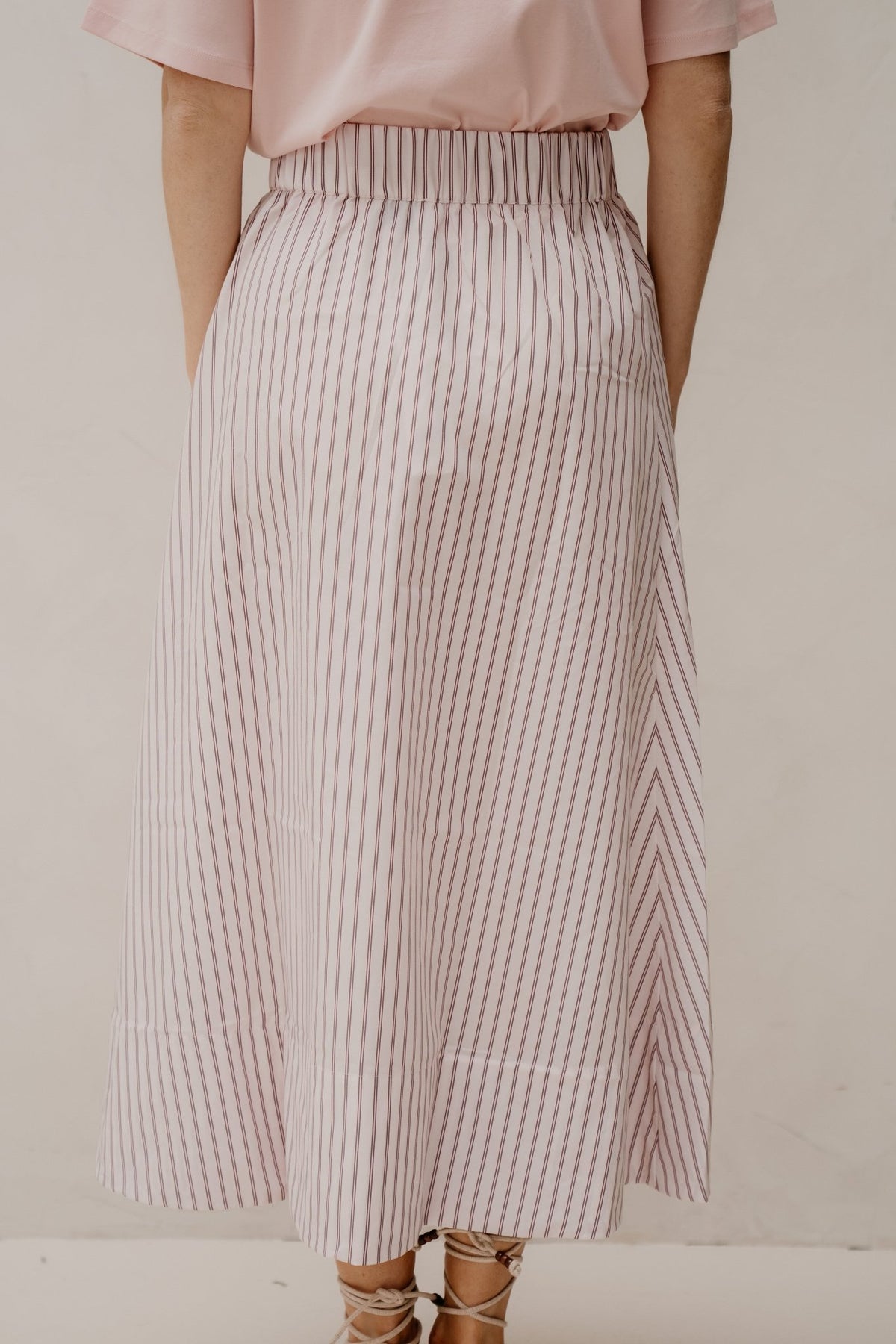 Yara Long Double Stripe Skirt Rose - Bij Keesje - Neo Noir - Rok