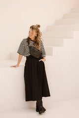 Yara long poplin skirt black