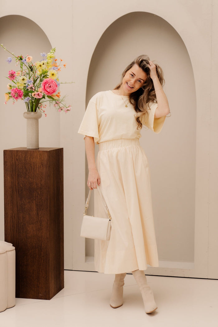 Yara Long Poplin Skirt Butter Yellow - Bij Keesje - Neo Noir - Rokken