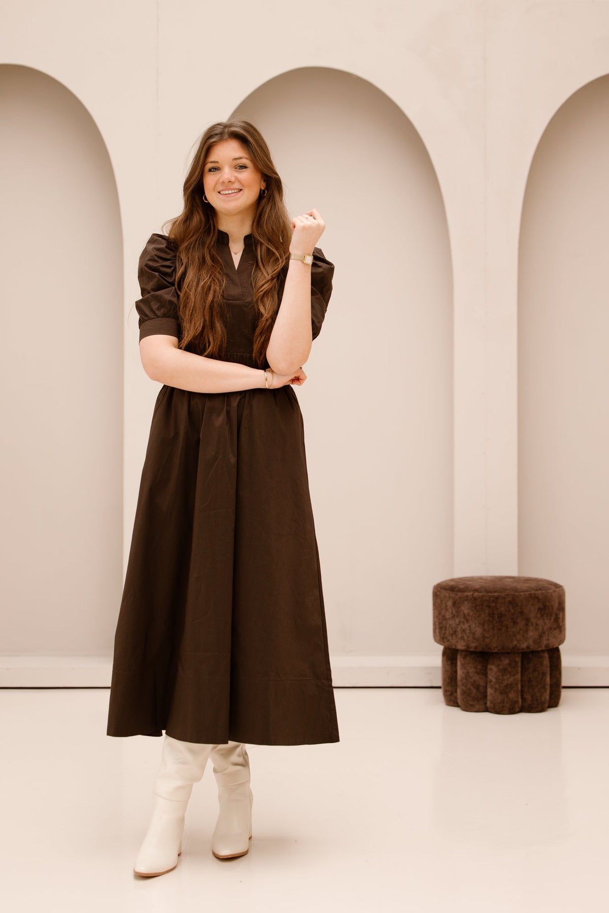 Yara long poplin skirt chocolate brown - Bij Keesje - Neo Noir - rokken