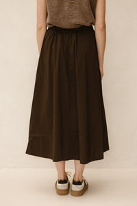 Yara long poplin skirt chocolate brown - Bij Keesje - Neo Noir