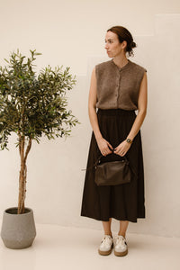 Yara long poplin skirt chocolate brown - Bij Keesje - Neo Noir