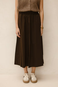 Yara long poplin skirt chocolate brown - Bij Keesje - Neo Noir