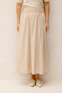 Yara long poplin skirt dark sand - Bij Keesje - Neo Noir