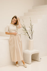 Yara long poplin skirt dark sand - Bij Keesje - Neo Noir