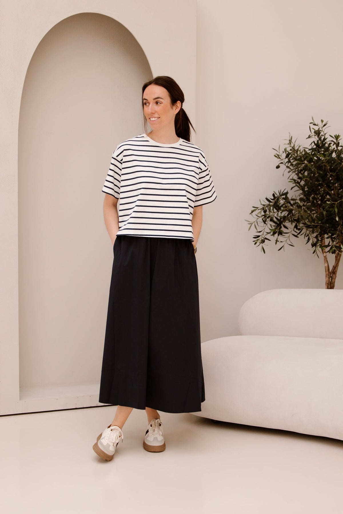 Yara long poplin skirt navy - Bij Keesje - Neo Noir - rokken