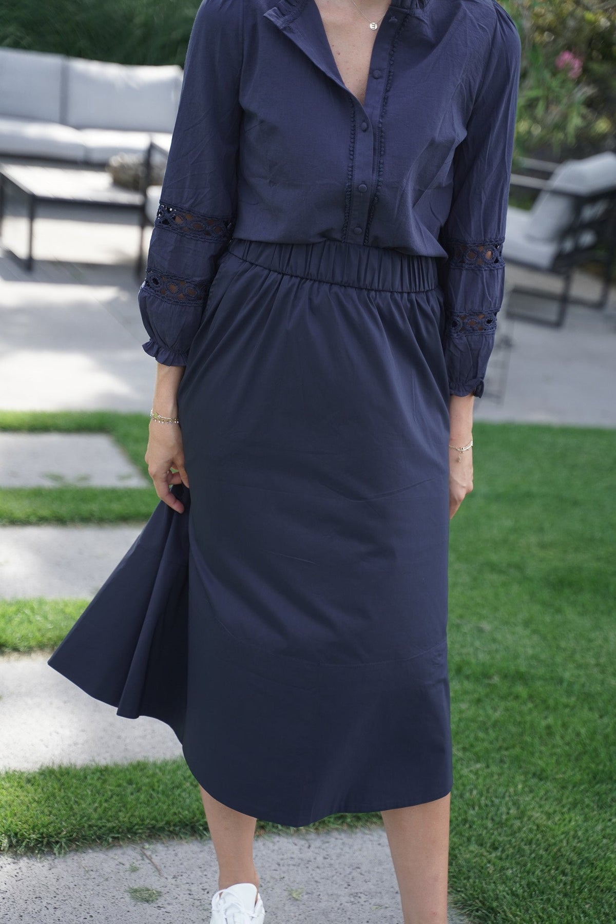 Yara poplin skirt navy - Bij Keesje