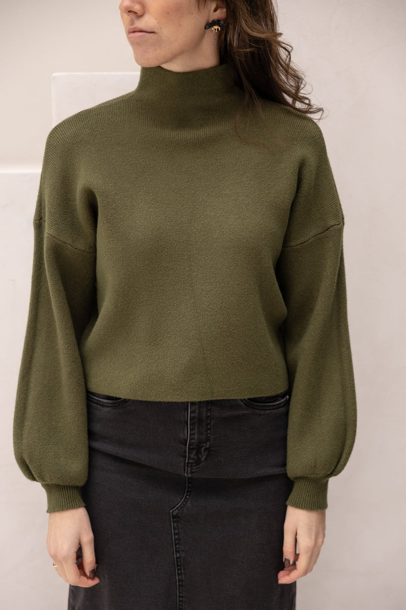 Yaren turtle sweater green - Bij Keesje