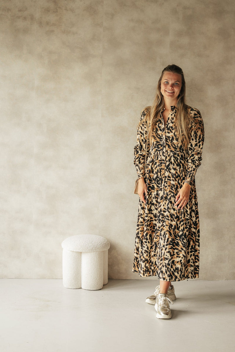 Yasalira long shirt dress leopard print - Bij Keesje