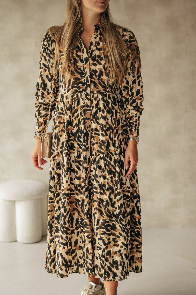 Yasalira long shirt dress leopard print - Bij Keesje