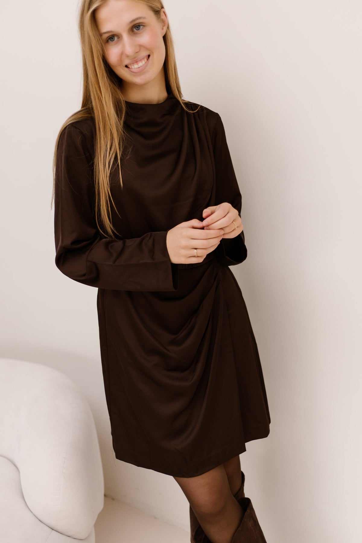 Yasbista dress coffee bean - Bij Keesje - Y.A.S - Jurk