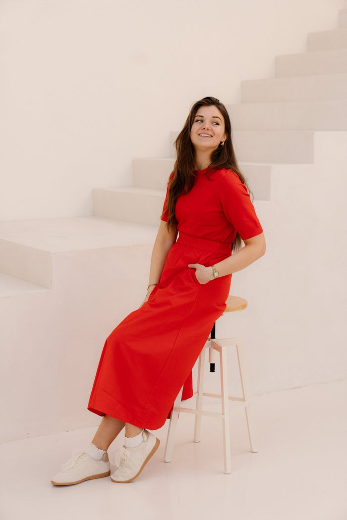 Yascolea HW Ankle Skirt Fiery Red - Bij Keesje - Y.A.S - Rokken