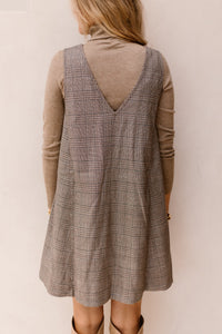 Yasdakota Sl Wide Spencer Dress Taupe Gray-Check - Bij Keesje - Y.A.S - Jurk