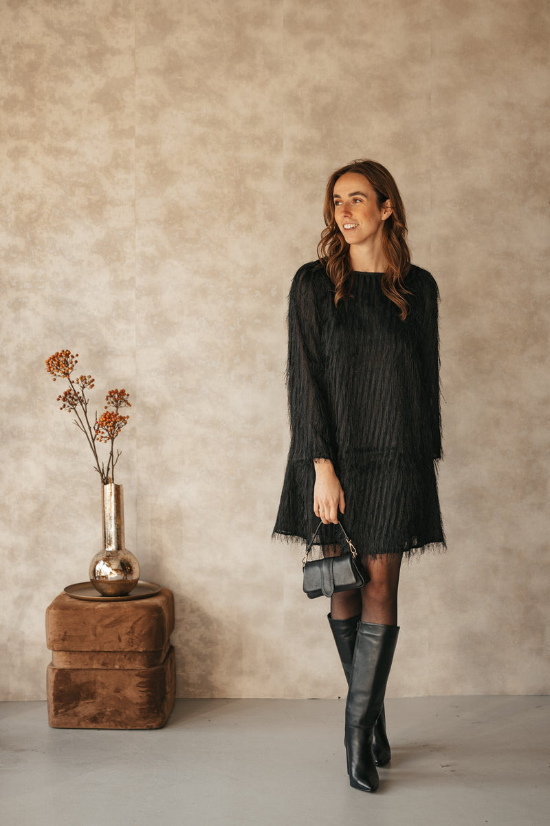 Yasdia boatneck dress black - Bij Keesje