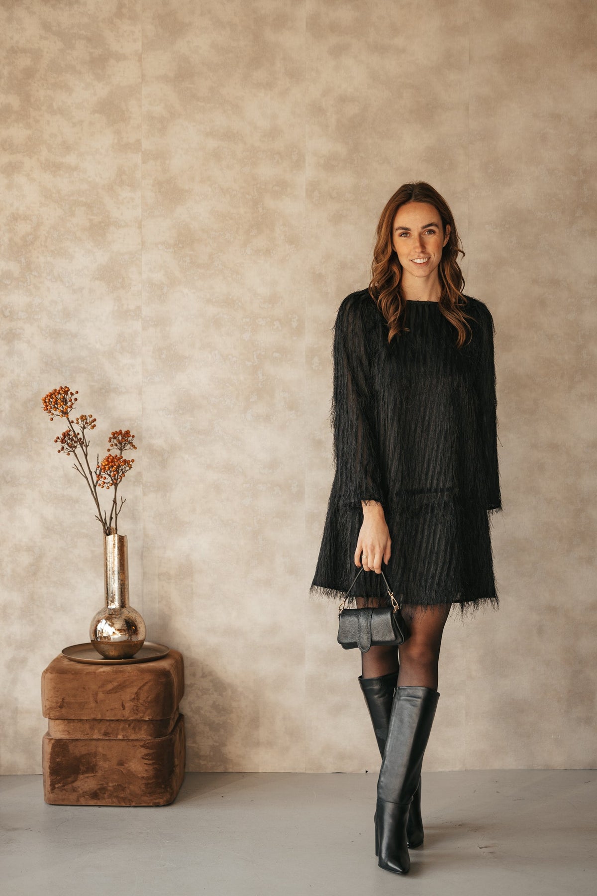 Yasdia boatneck dress black - Bij Keesje