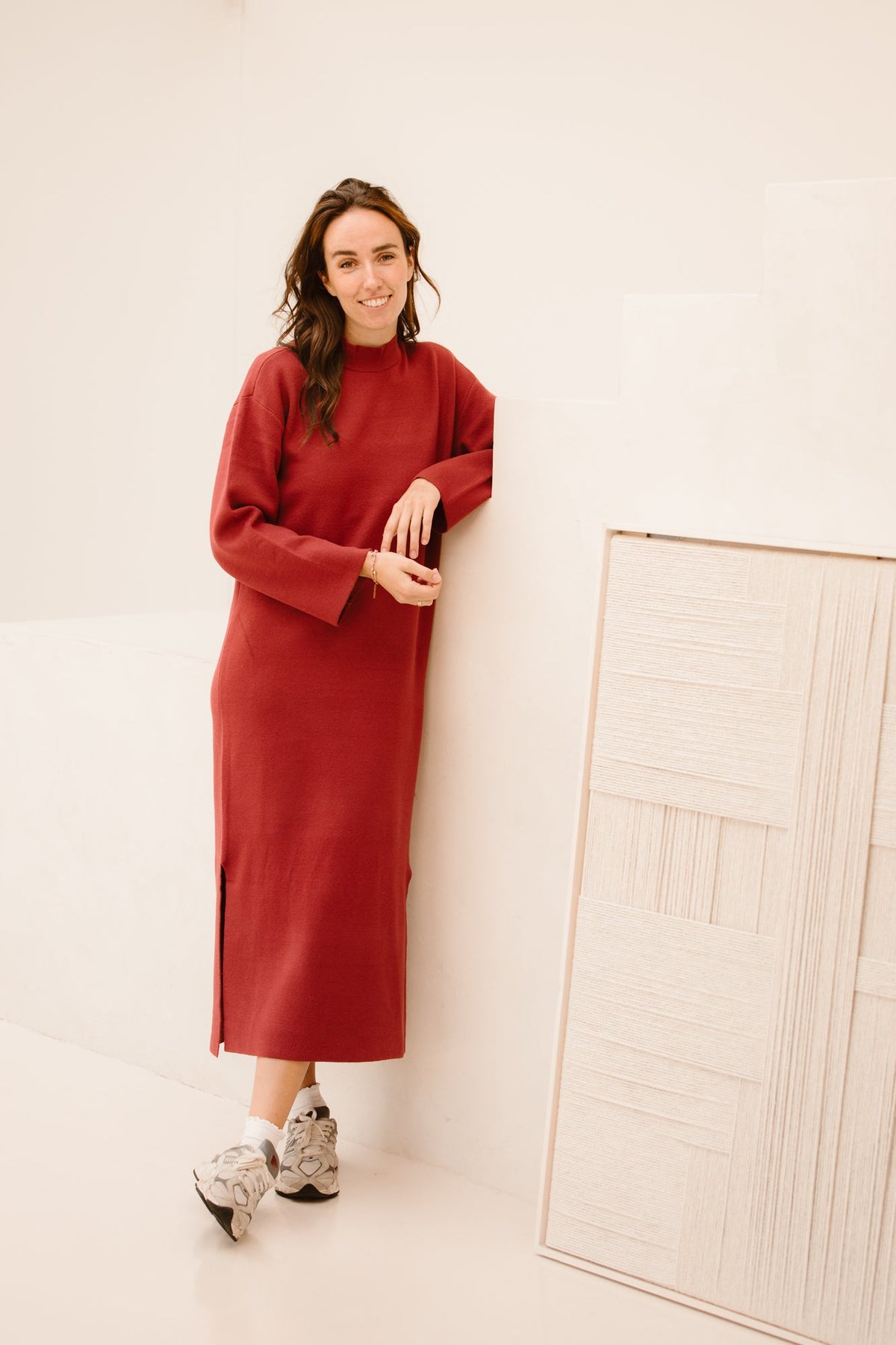 Yaselma long knit dress tibetan red - Bij Keesje - Y.A.S
