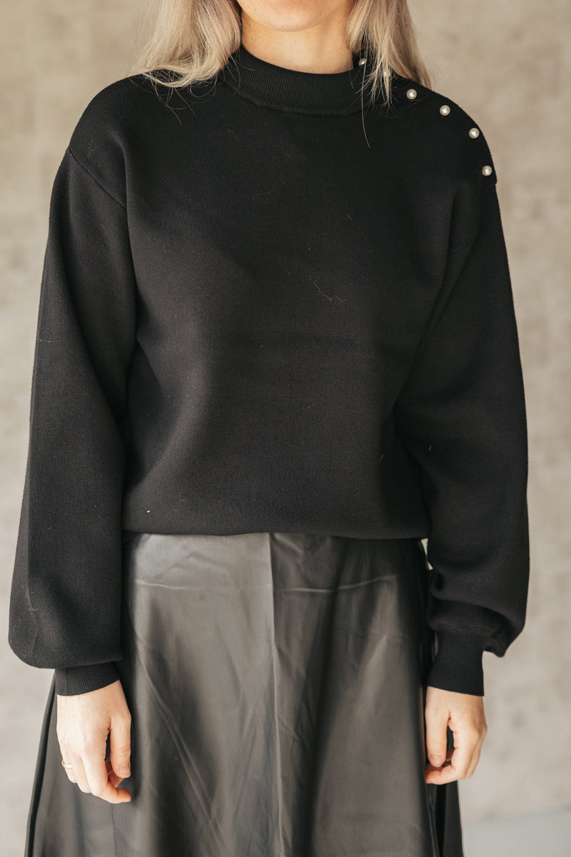 Yashama pearl knit pullover black - Bij Keesje