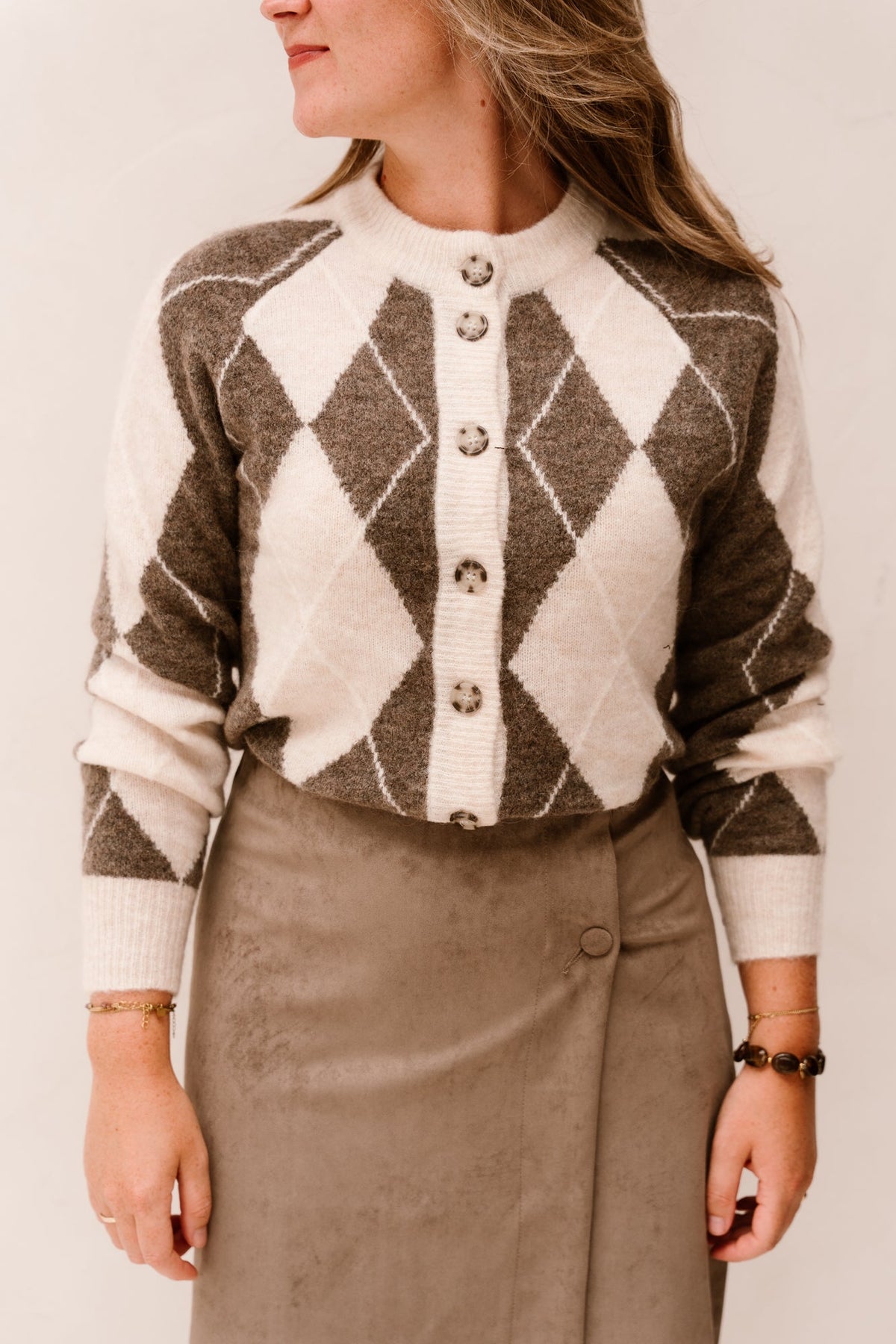 Yasjohi LS Wool Blend Cardigan Noos Oatmeal/Taupe Gray - Bij Keesje - Y.A.S - trui
