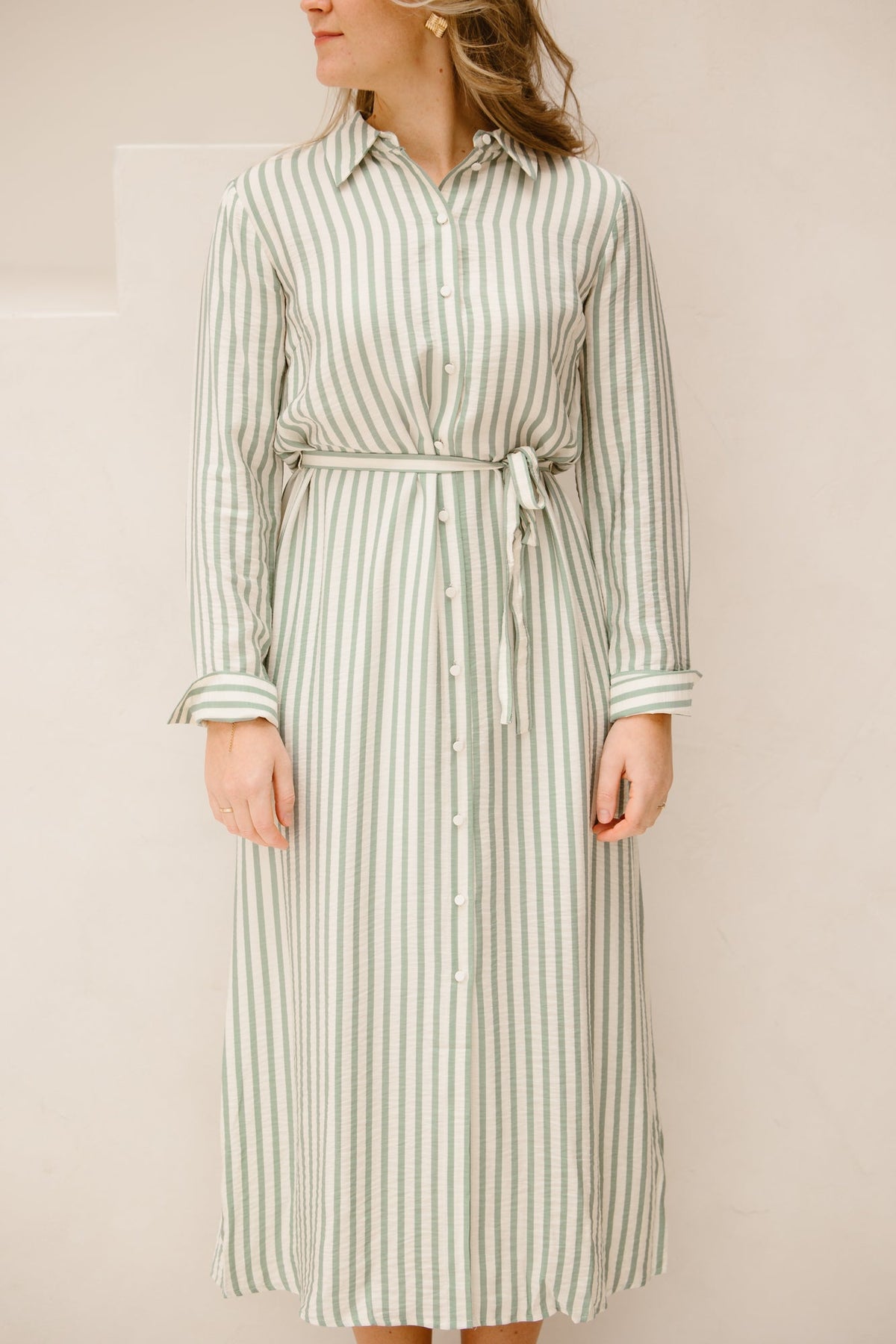 Yaskaya long shirt dress birch/iceberg green - Bij Keesje - Y.A.S