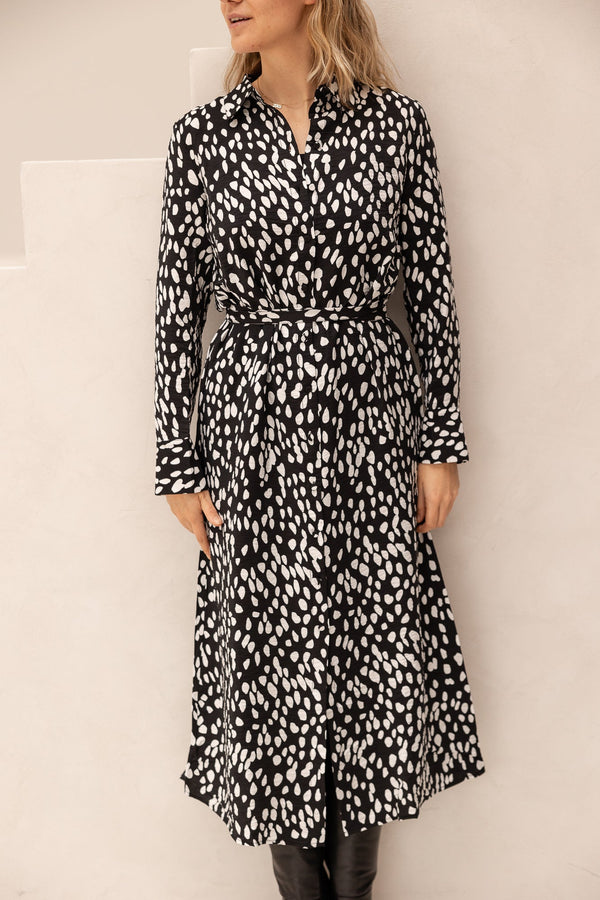 Yaskaya long shirt dress black/spotta - Bij Keesje - Y.A.S