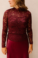 Yaslacey LS Lace Top Port Royale