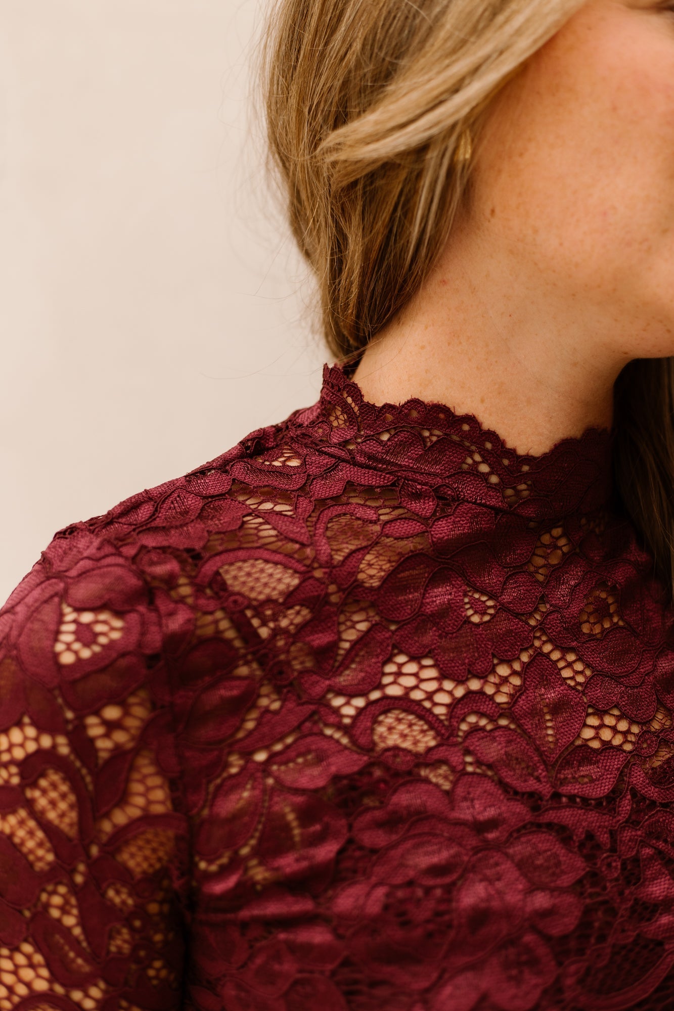 Yaslacey LS Lace Top Port Royale - Bij Keesje - Y.A.S - Top