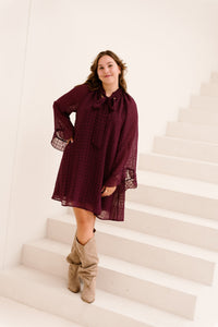 Yasliana tie dress fig - Bij Keesje - Y.A.S - Jurk