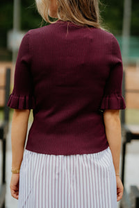 Yasmikla SS Knit Top Noos Fig - Bij Keesje - Y.A.S - top